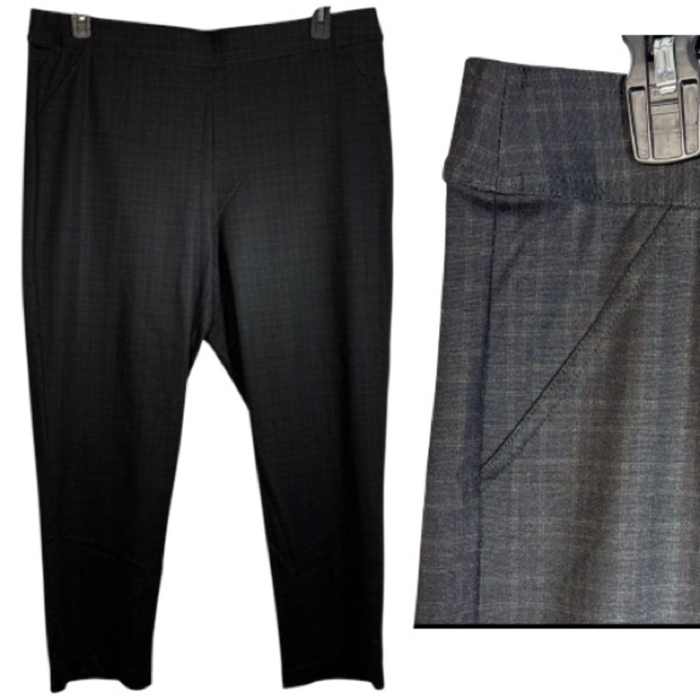 Emaline Pants Black Plaid Straight‎ Leg Pull On in Size 20W  NWT